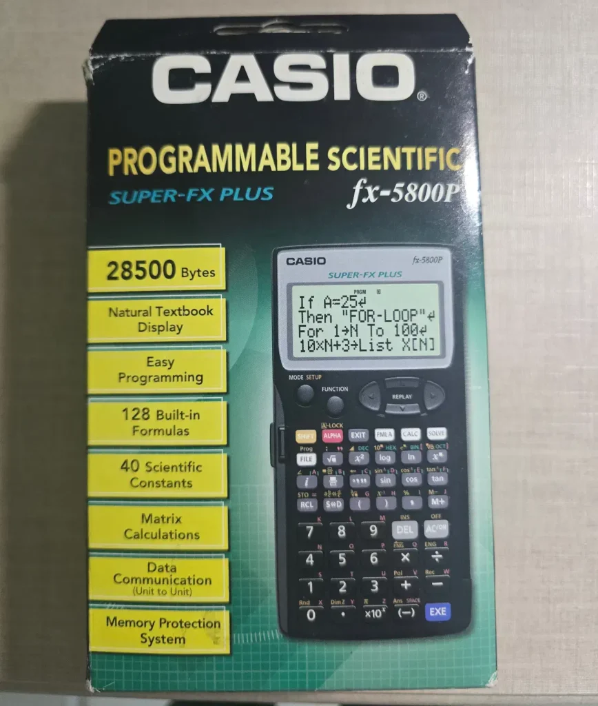 ماشین حساب Casio fx-5800P با جعبه و دفترچه
